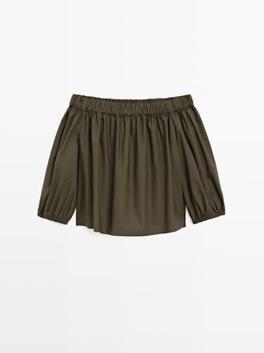 Top volumen escote barco - Verde oscuro de Zara