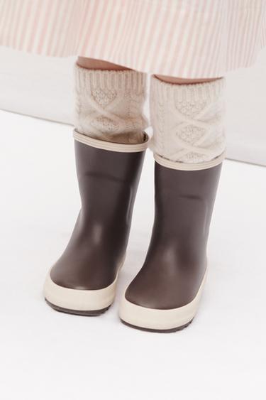 Zara LIMITED EDITION CABLE KNIT WOOL KNEE SOCKS - Ecru