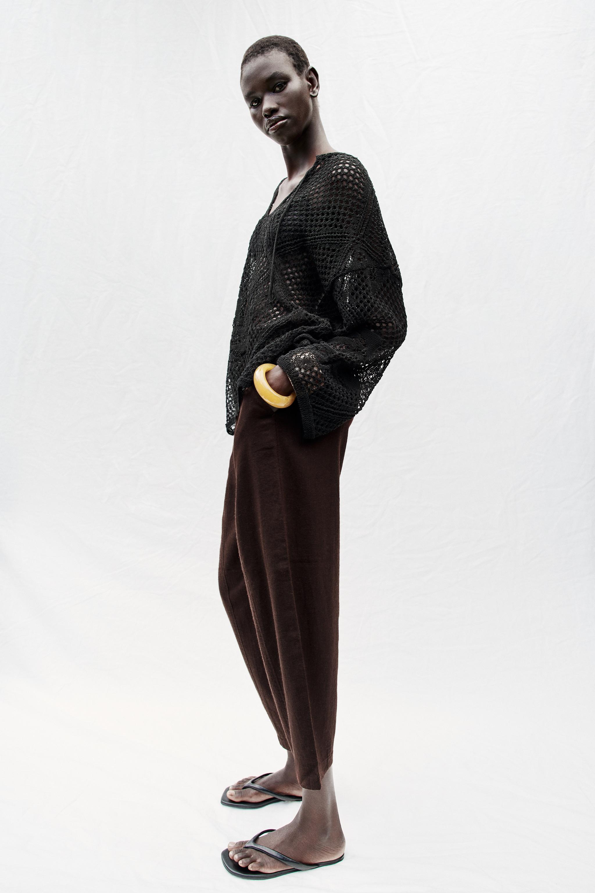 Женские брюки Zara LINEN BARREL PANTS — фото 5