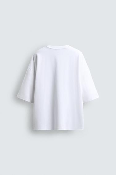 T-SHIRT BOXY FIT EFFET NÉOPRÈNE - Blanc de Zara - Image 8