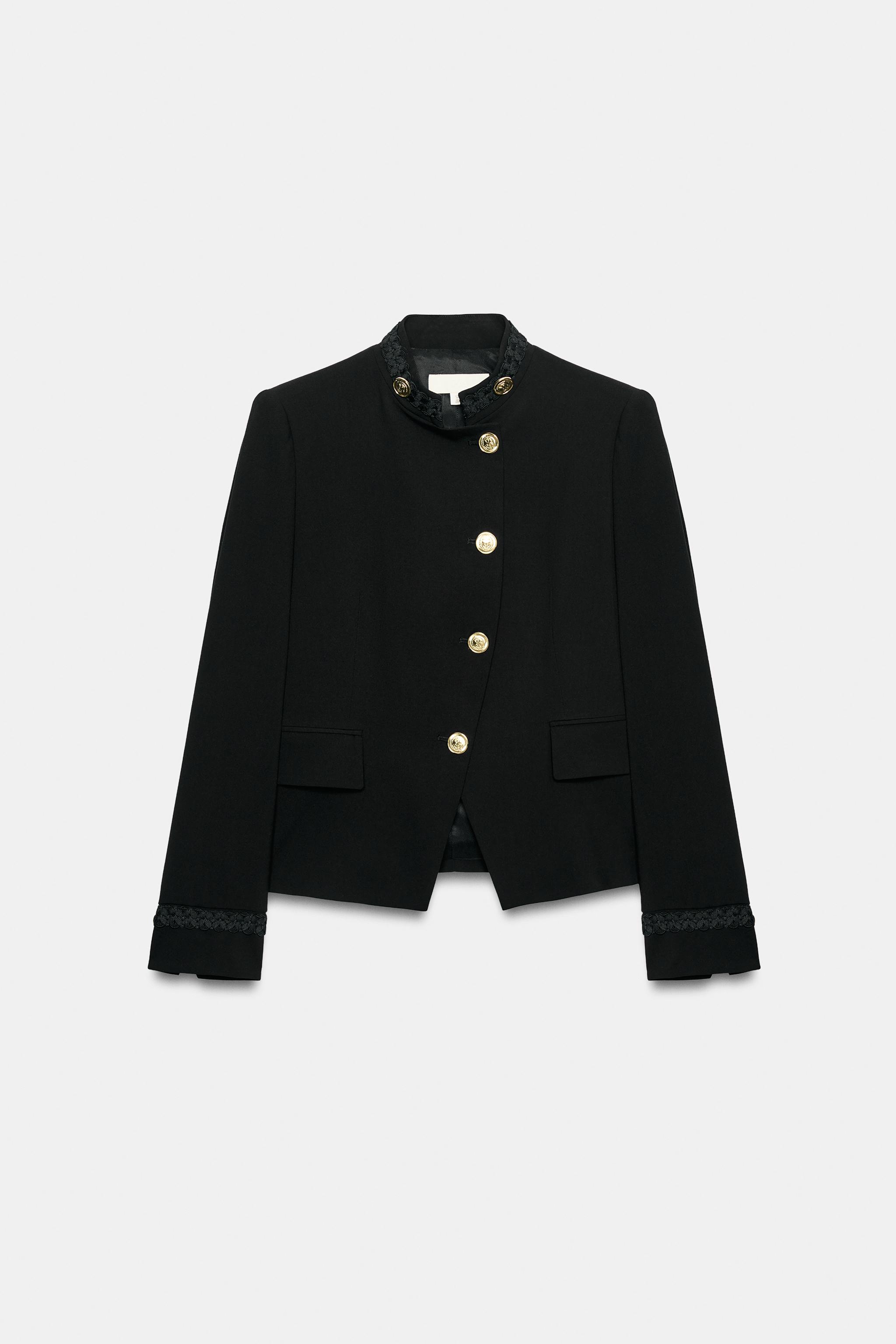 TRIMMED DOUBLE-BREASTED BLAZER
