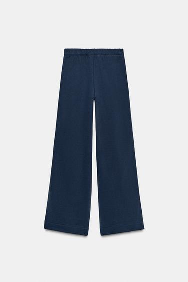 PANTALON MOLLETON LARGE DENTELLE - Bleu marine de Zara - Image 7