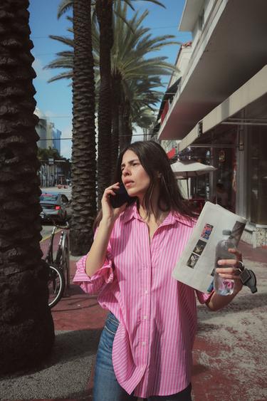 BASIC POPLIN SHIRT - Pink by Zara