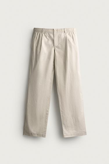 RELAXED FIT PLEATED TROUSERS - Ecru by Zara