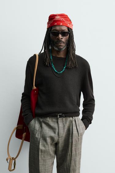 REGULAR FIT 100% LINEN JUMPER AARON LEVINE X ZARA - Chocolate by Zara