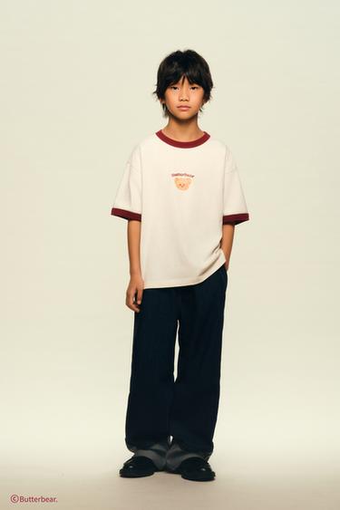 BUTTERBEAR © PRINT T-SHIRT WITH CONTRAST TRIM - White by Zara