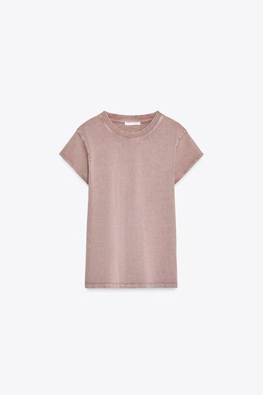 WASHED HEAVY COTTON T-SHIRT - Brown by Zara