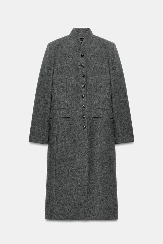 ABRIGO LANA BOTONES ZW COLLECTION - Gris de Zara - Imagen 0