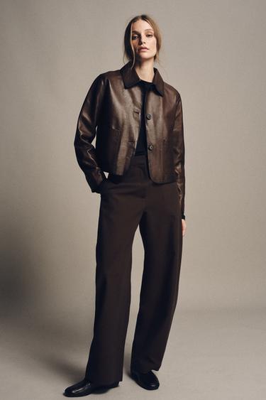 PANTALON À RAYURES ZW COLLECTION - marron chiné de Zara - Image 4