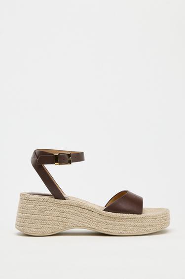 BRAIDED TOP WEDGE - Dark tan by Zara