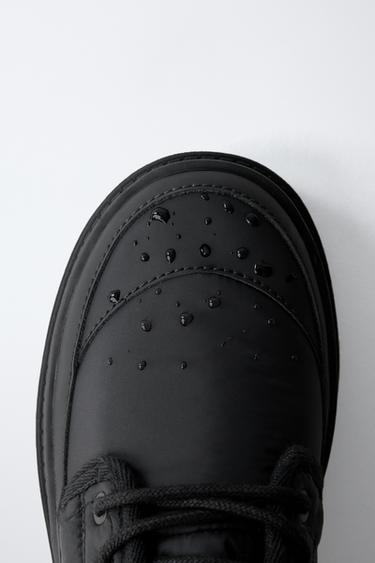 QUILTED LACE-UP ANKLE BOOTS - Black by Zara - Image 3