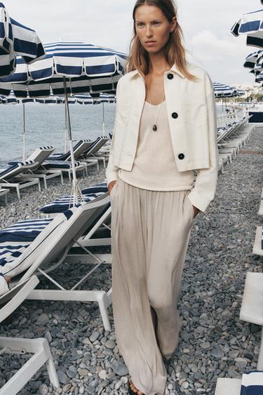 COMBINED SLEEVE LINEN BLEND JACKET - Ecru by Zara