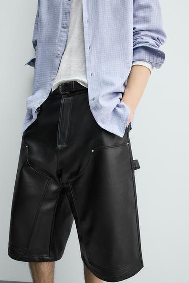 BERMUDA WIDE FIT MATIÈRE SYNTHÉTIQUE - Noir / Blanc de Zara - Image 4
