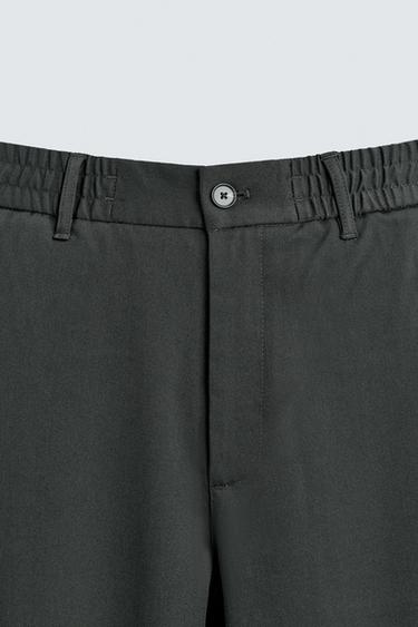 REGULAR FIT JOGGER WAIST TROUSERS - Dark khaki by Zara - Image 7