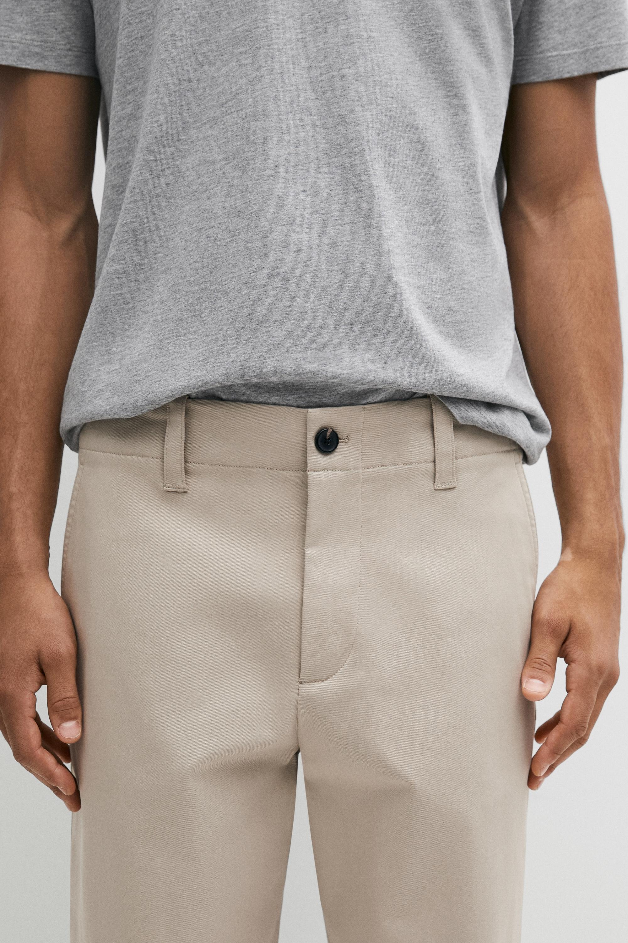 Cotton blend pants with waist detail