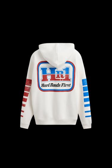 RACING PRINT HOODIE - Oyster-white by Zara