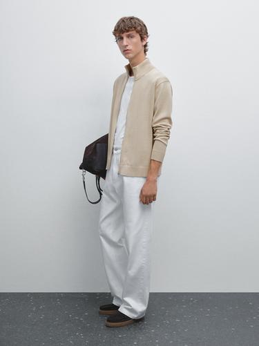 Zara 100% cotton zip cardigan - Rust