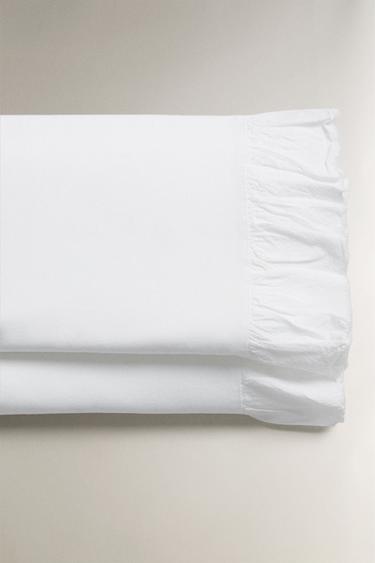 LENÇOL DE CIMA COM BABADO - Branco-marfim da Zara