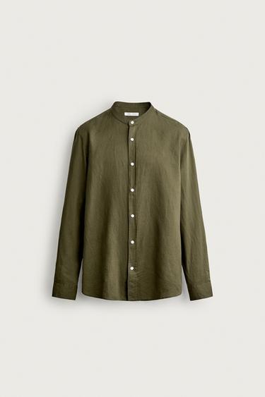CAMISA DE LINHO E ALGODÃO - Caqui da Zara