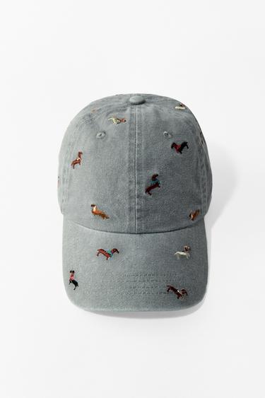 Zara DOG EMBROIDERY TWILL CAP - Gray