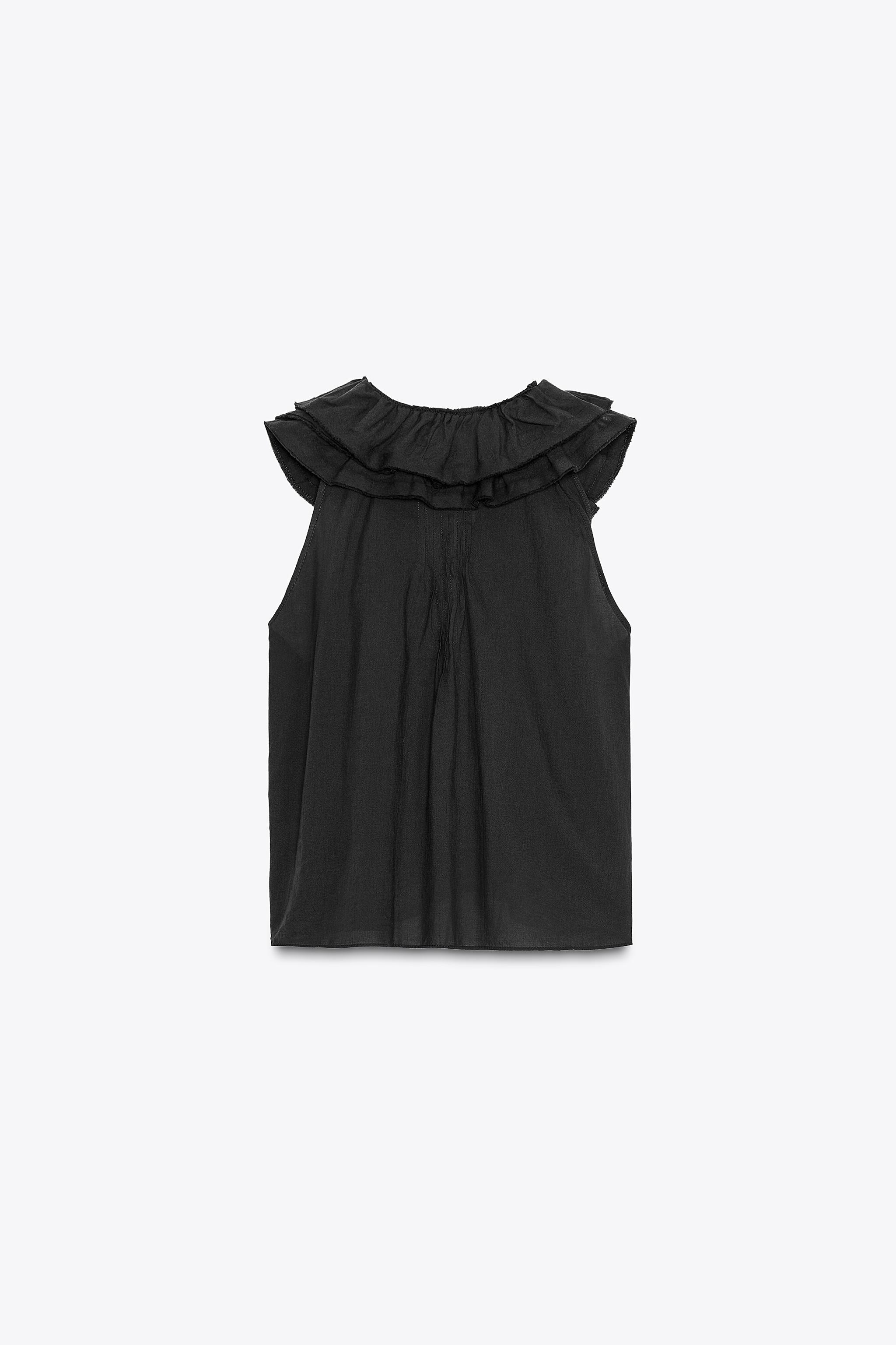 らりるれろ ZW COLLECTION RUFFLED TOP - Black | ZARA United States
