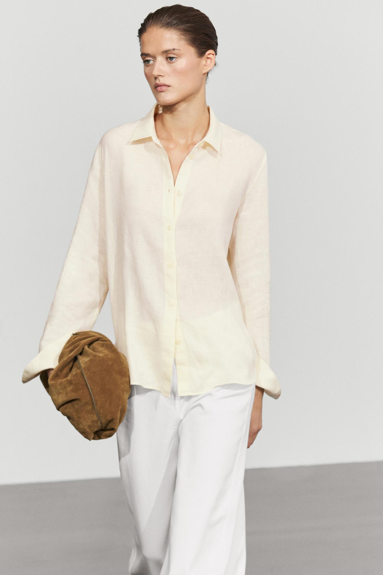 Flowing 100% linen shirt — Yellow