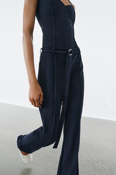 CREPE STRAPPY TOP - Navy blue by Zara - Image 3