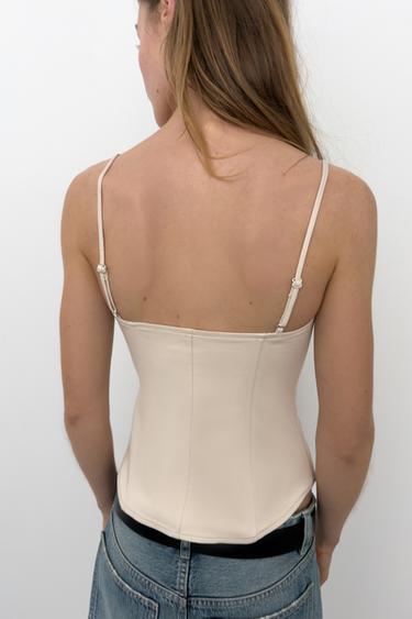 TOP CORSET À BRETELLES - Beige de Zara - Image 3