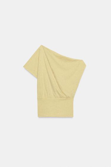 ASYMMETRIC TEXTURED TOP - Light yellow by Zara - Image 5