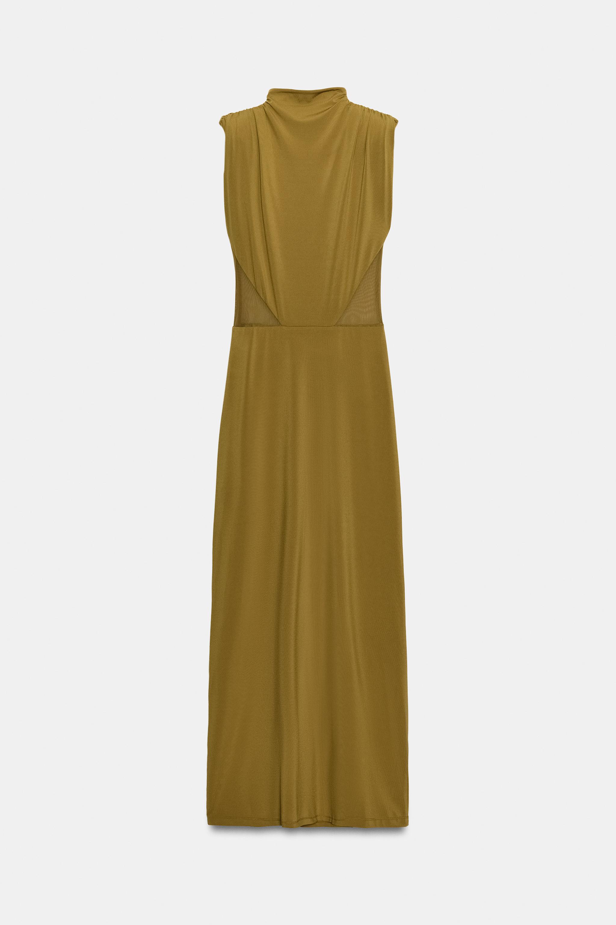 COMBINED MIDI DRESS WITH SHOULDER PADS
