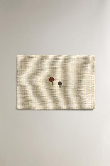 STRIPED MUSLIN MINI COT SHEET SET - Green by Zara - Image 1