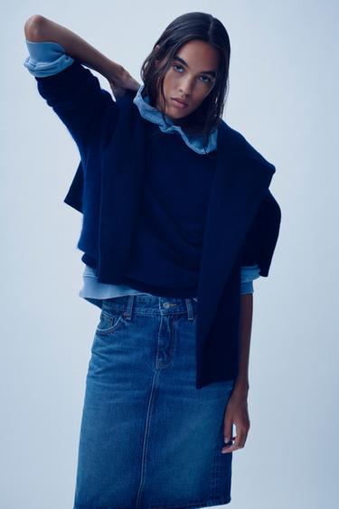 JUPE EN DENIM TRF TAILLE MOYENNE - Bleu de Zara - Image 1