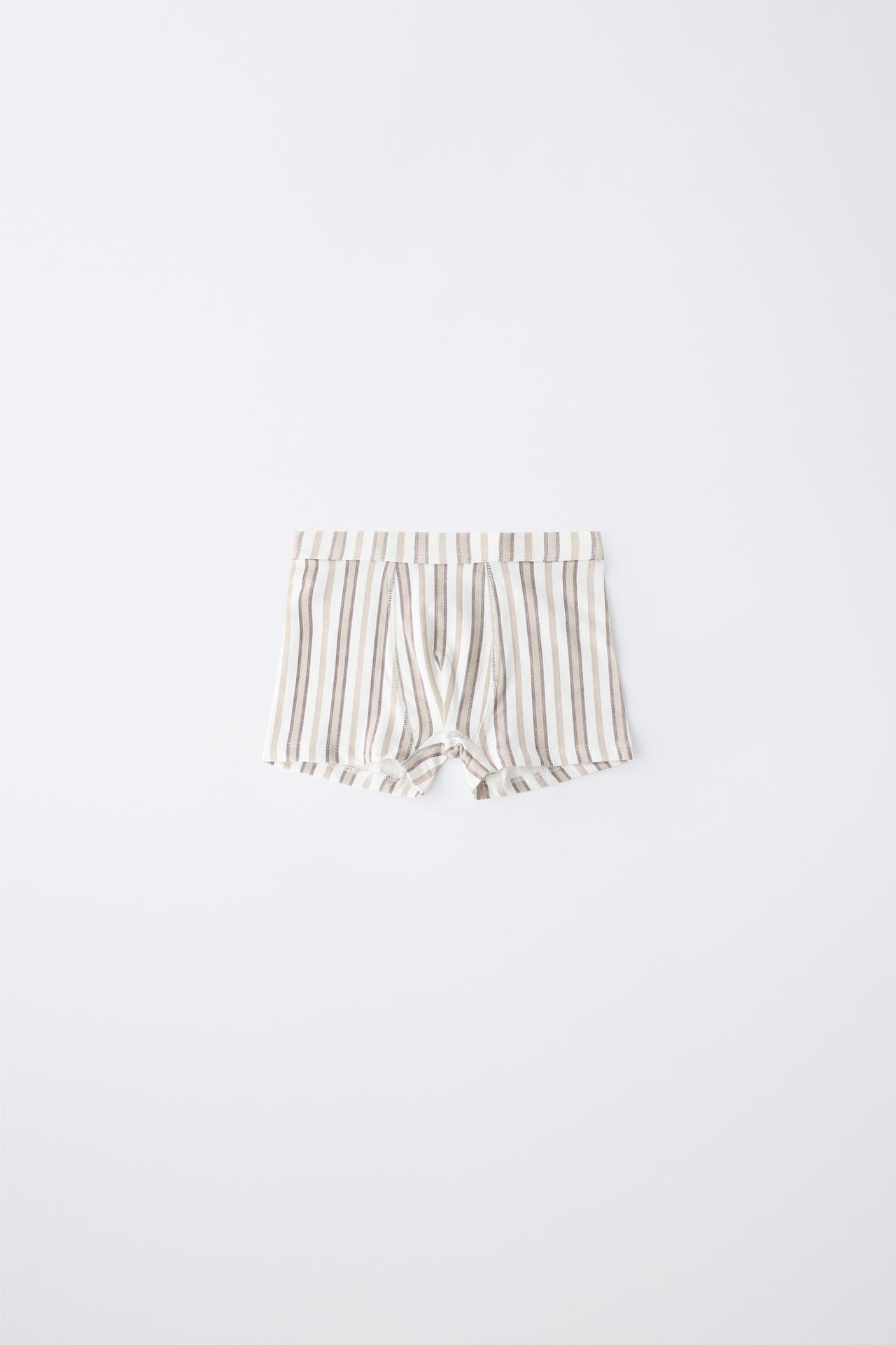 AGES 6-14 / 5-PACK STRIPED AND SOLID BOXER BRIEFS — Brown / Taupe