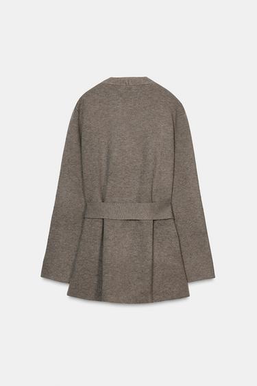 BELTED KNIT CARDIGAN - Mink by Zara - Image 9
