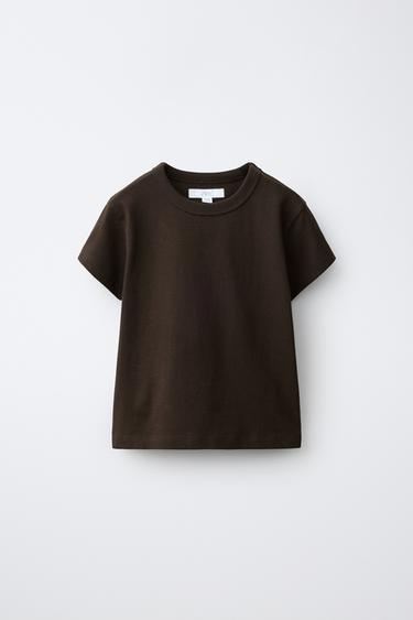 CAMISETA RÚSTICA ALGODÓN - Marrón de Zara