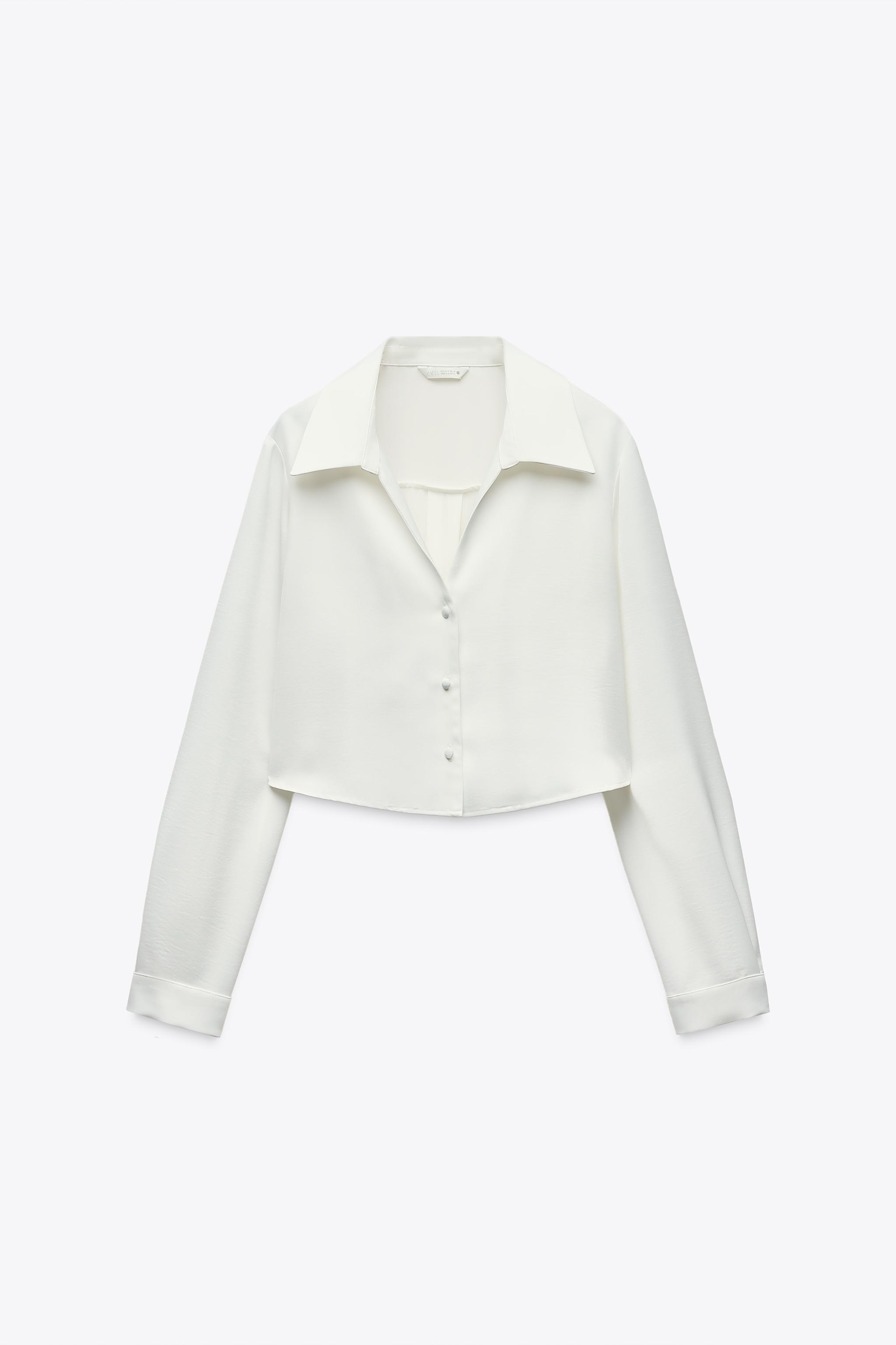 SATIN EFFECT CROPPED SHIRT - White | ZARA United States