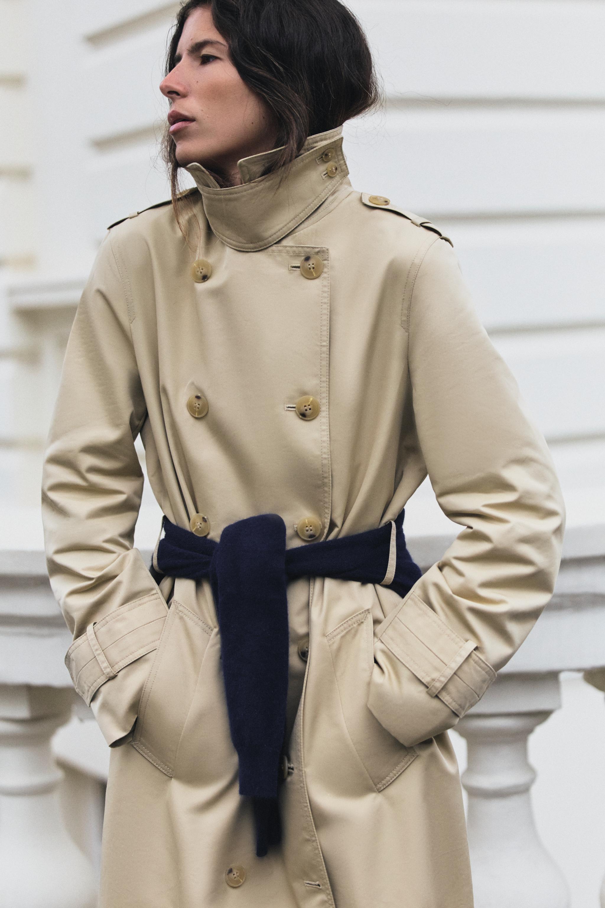 Zara ZW COLLECTION KEMERLİ WATER-REPELLENT TRENÇKOT görsel 7