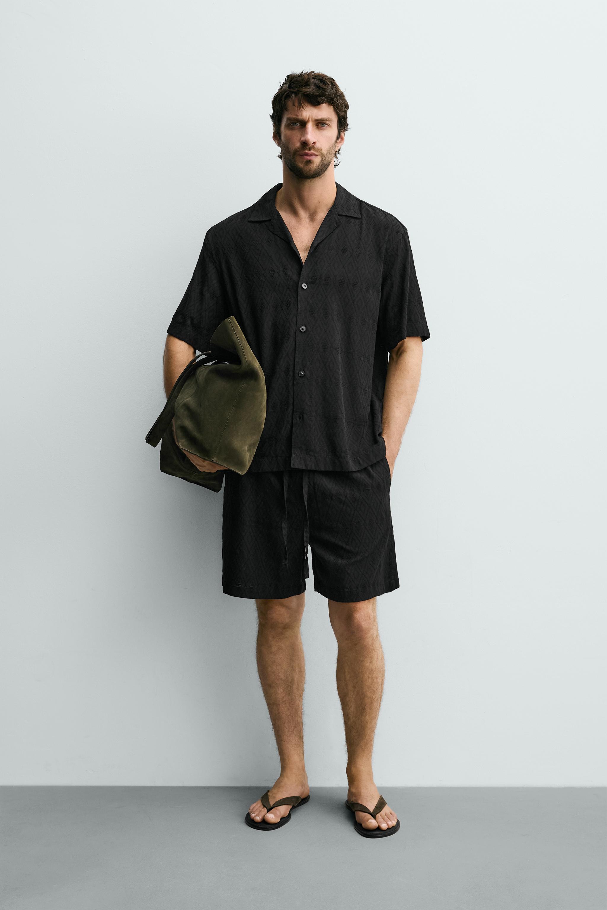 Zara GEOMETRİK JAKARLI REGULAR FIT BERMUDA