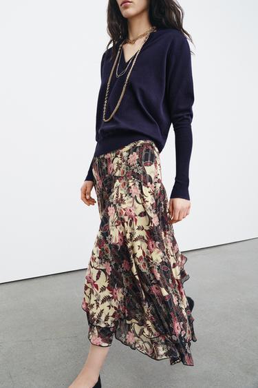 ZW COLLECTION FLORAL PRINT SKIRT - Multicoloured by Zara - Image 1