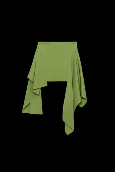 FALDA CORTA PICOS ZW COLLECTION - Verde de Zara