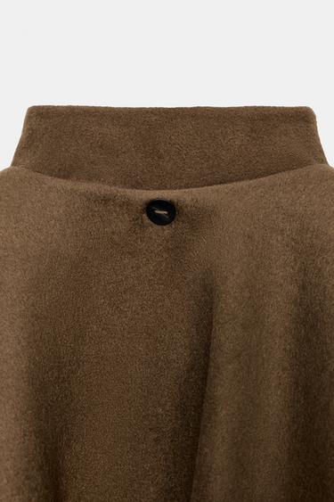 WOOL CAPE COAT ZW COLLECTION - Khaki by Zara - Image 7