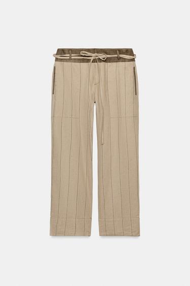 ZW COLLECTION COMBINED LINEN TROUSERS - Mid-camel by Zara - Image 4