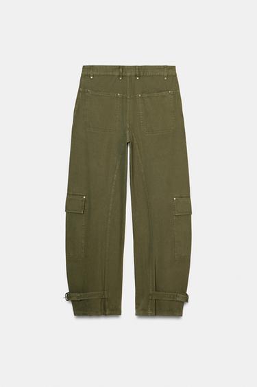 ZW COLLECTION BARREL CARGO TROUSERS - Khaki by Zara - Image 4