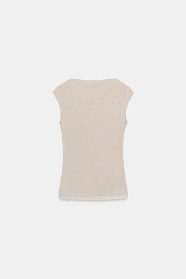 TOP DRAPÉ DOUX - Écru de Zara - Image 3