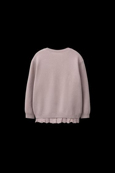 STRICKPULLOVER MIT SPITZENKANTE - Hellrosa  von Zara