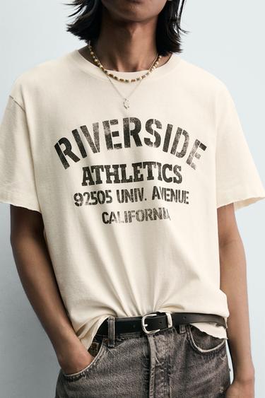 T-SHIRT RELAXED FIT TEXTE DÉLAVÉ - Blanc cassé de Zara - Image 4