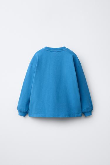 GARMENT DYE SLOGAN T-SHIRT - Blue by Zara - Image 1