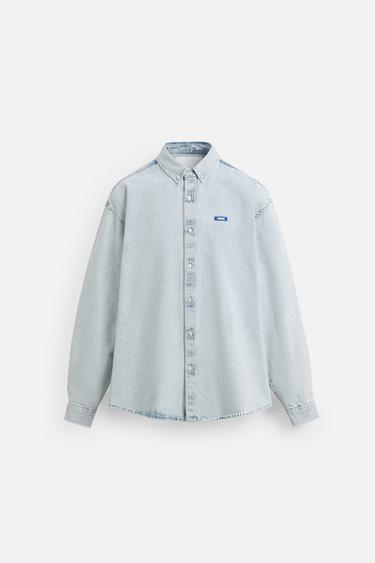 WASHED DENIM SHIRT - Light blue by Zara - Image 6