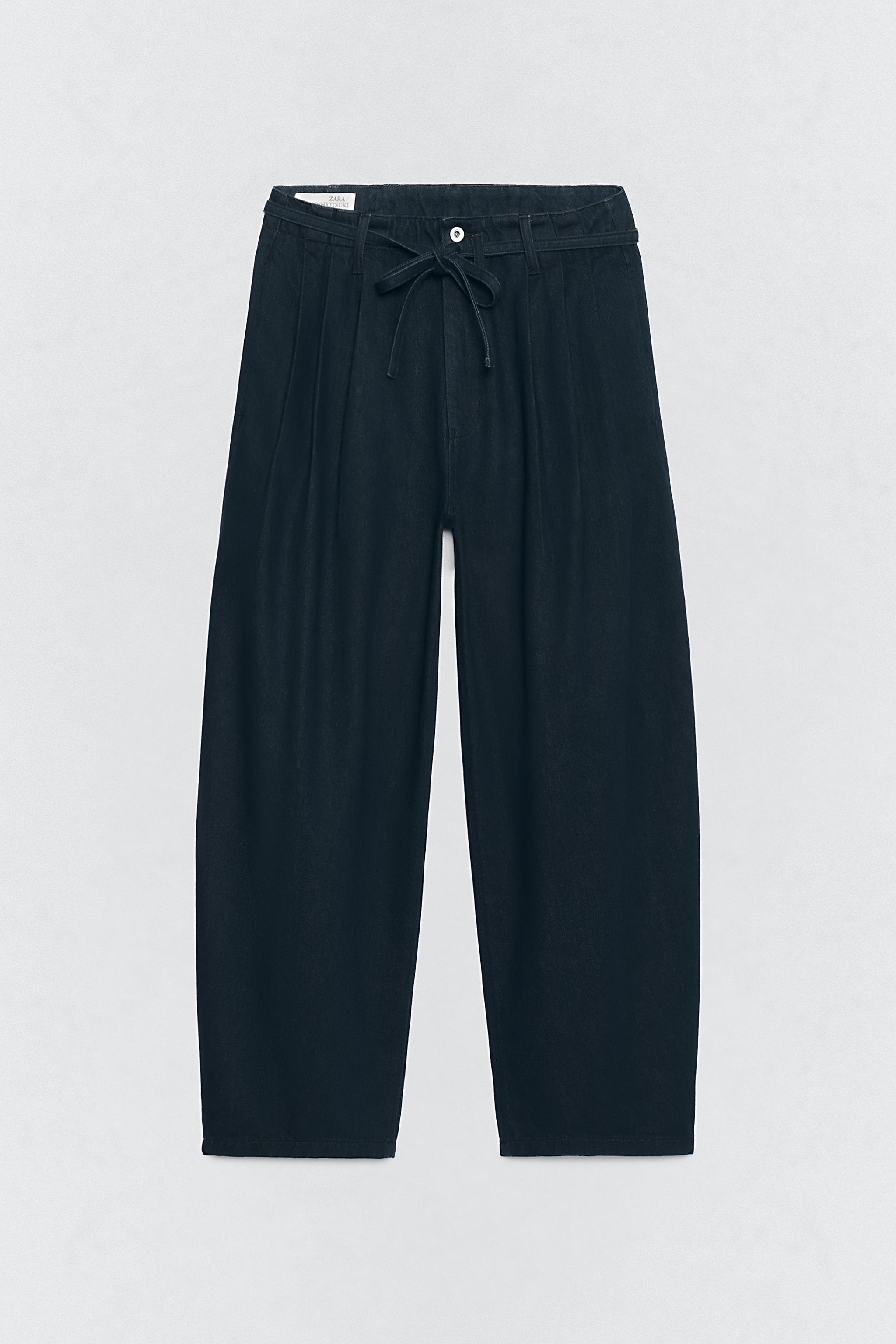 ワイドレッグプリーツデニムパンツ SOSHIOTSUKI x ZARA - インディゴ