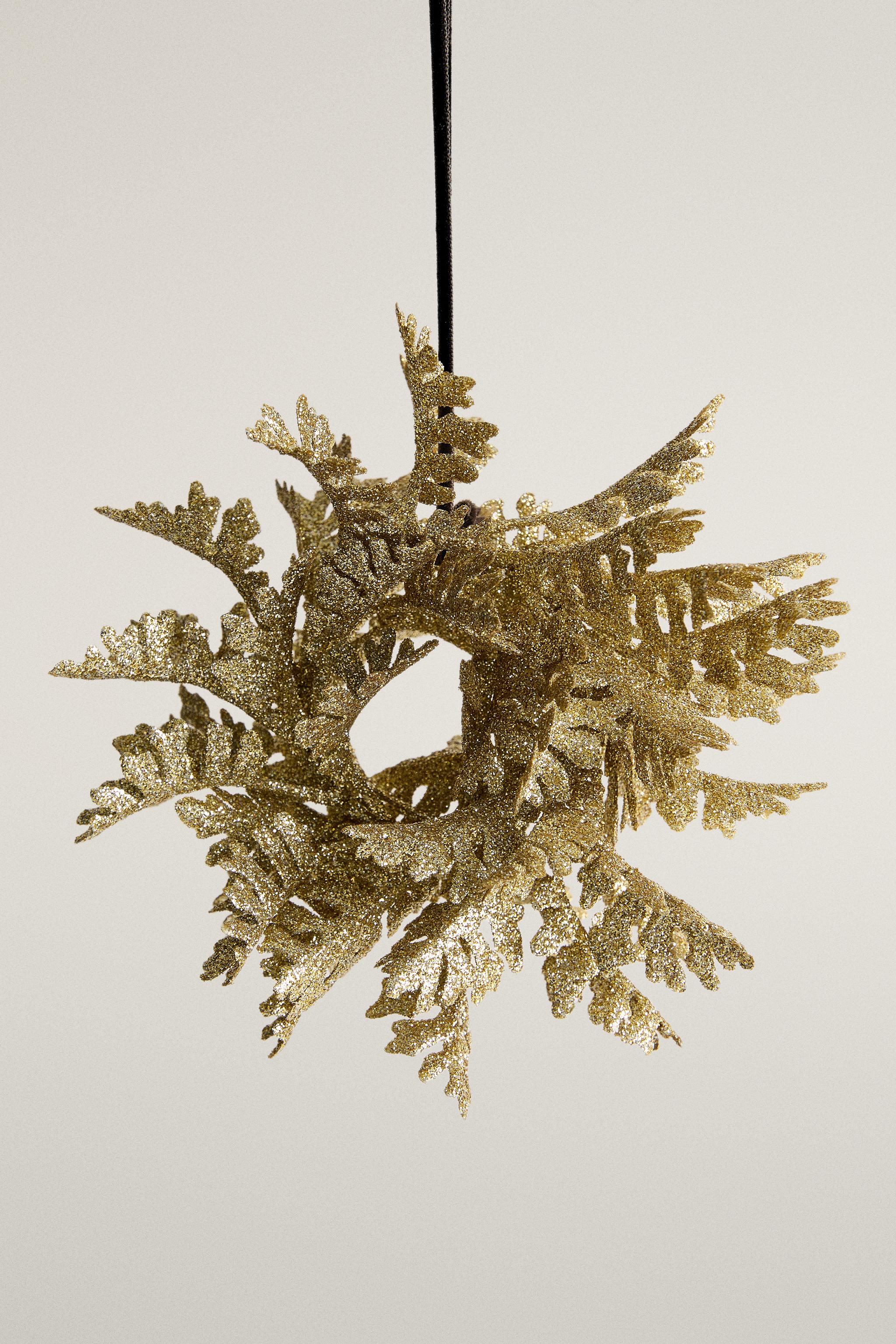 GLITTER LEAF CHRISTMAS TREE DECORATION